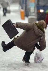 Man slipping and falling